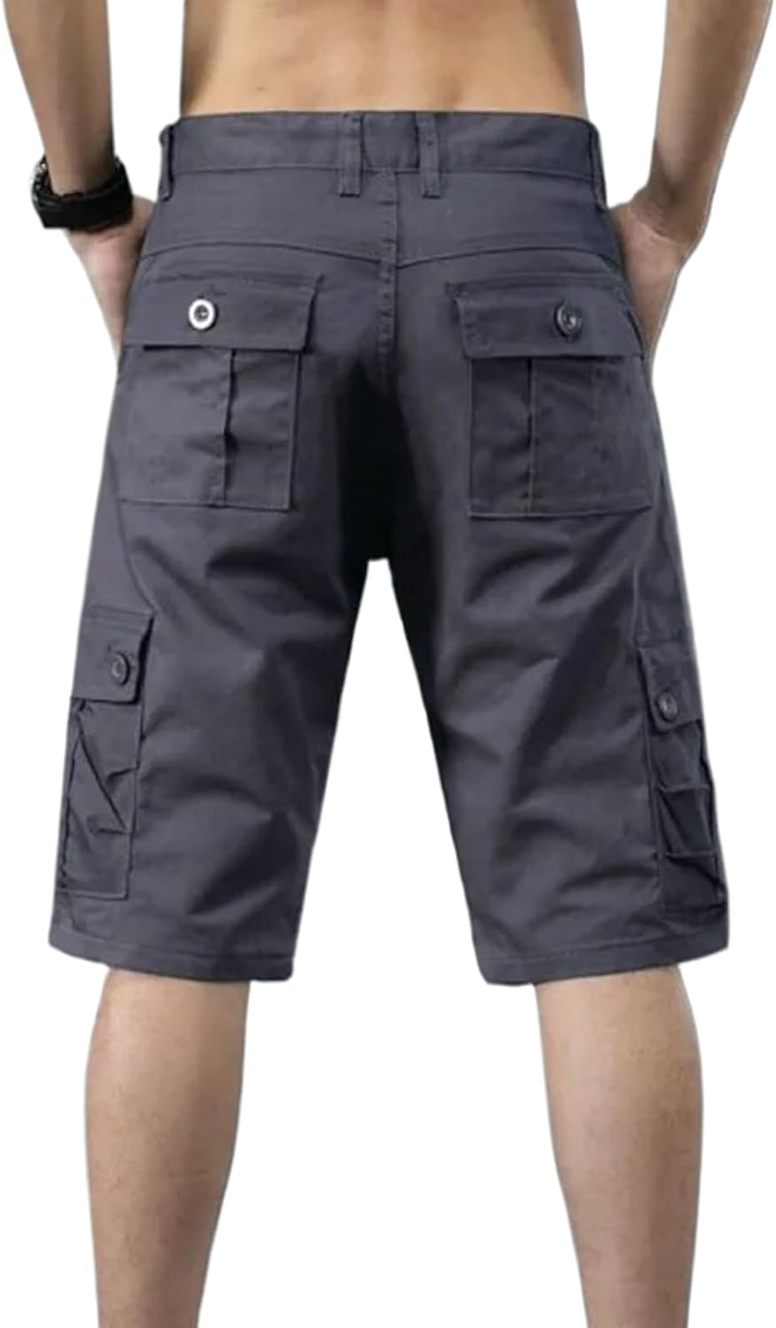 Men's Summer Thin Cotton Workwear Shorts,Loose Five Quarter Casual Multi Pocket Shorts