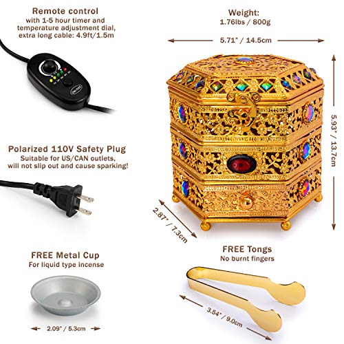 Am Electric Incense Bakhoor Burner - Frankincense Burner | Agarwood | Oud | Powder Incense Kit | Quemador De Incienso | With Adjustable Timer & Storage Drawer #TOP1