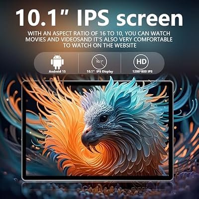 Crelander 10.1 Inch Android 15 Tablet, 12GB+128GB Android Tablet, 5000mAh Battery, 1280x800 Touchscreen, 5G WiFi/Bluetooth, Bundle with Case, Keyboard, Mouse & Stylus (Blue)