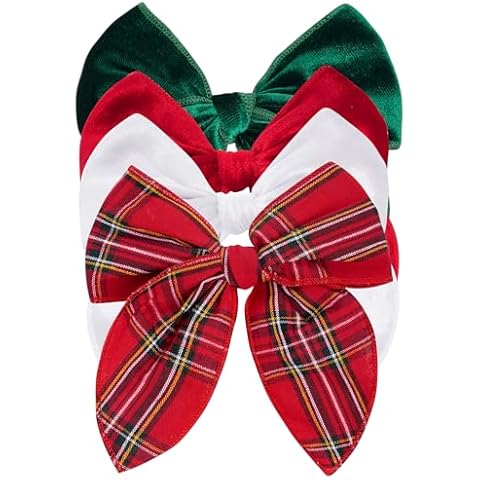 JTYKUYR 4 PCS Christmas Hair Bows, Christmas Fable Bows for Girls and Velvet Plaid Bow Hair Clips for Little Girls Cover