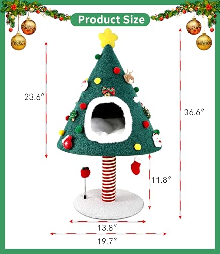Árbol de Navidad para Gatos con Rascador y Casa miniatura 3