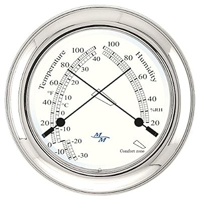 MASTER-MARINER Patriot Collection, Nautical Windlass Gift Set, 5.85 Diameter Time & Tide Clock and Comfort Meter Instruments, Chrome Finish, Ivory Patriot dial