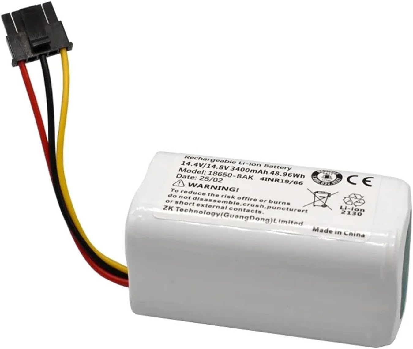 14.4V 3400mAh Rechargeable Li-ion Battery Pack. Compatible For Xiaomi Robot Vacuum-Mop 2 Lite MJSTL(1pcs)