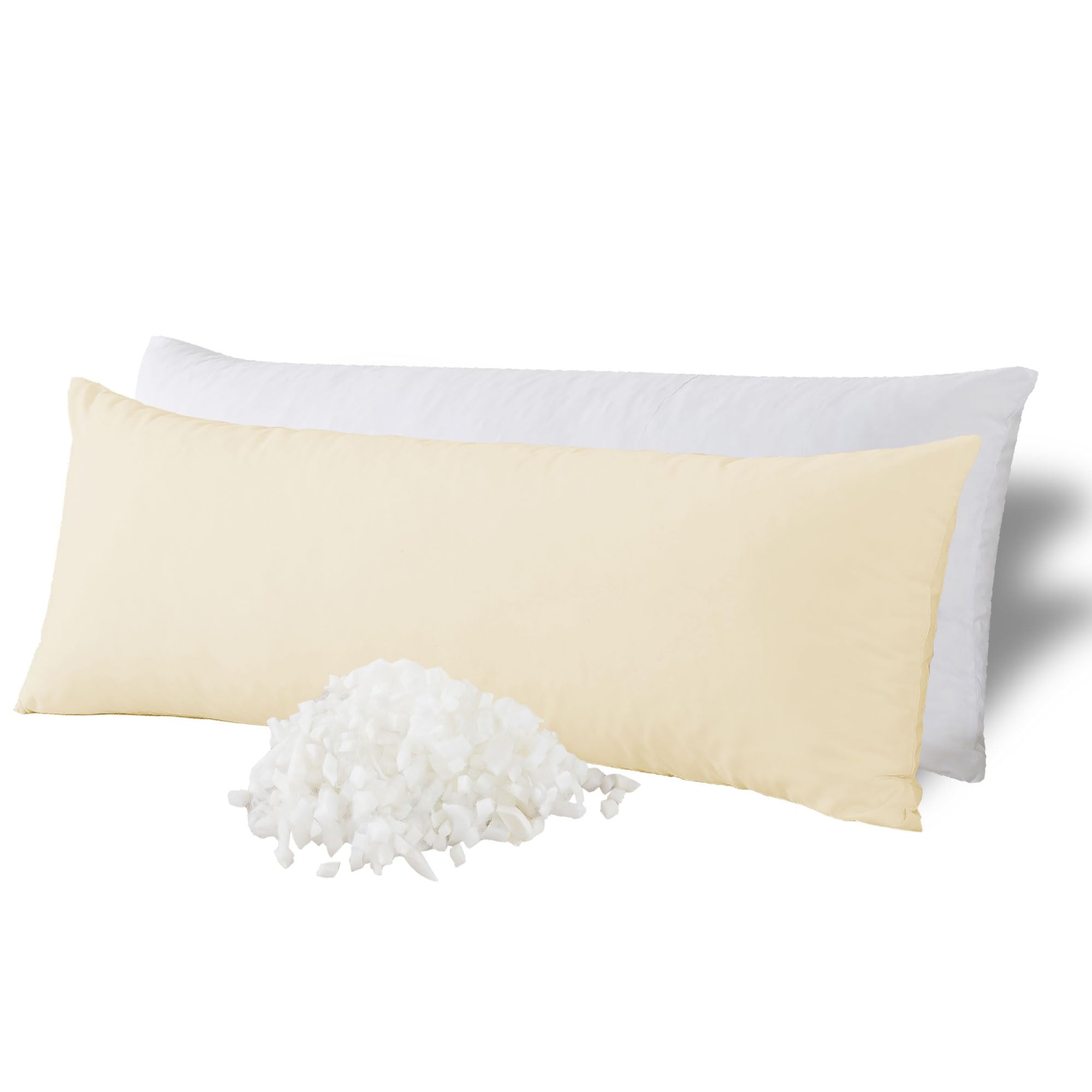 WhatsBedding Memory Foam Body Pillow with Breathable Zippered Cotton Cover, Full Body Pillow for Adults, Long Pillow for Sleeping, Firm Breathable Fluffy Supportive-Beige