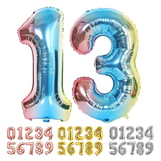 Ponmoo Foil Globo Número 13 31 Azul, Gigante Numeros 0 1 2 3 4 5 6 7 8 9 10-19 20-29 30 40 50 60 70 80 90 100, Grande Globos para La Boda Aniversario, Globo de Cumpleaños Fiesta Decoración