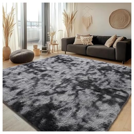 ASIinnsy Alfombra Salón Pelo Largo Shaggy Alfombras de Habitacion Modernas Grandes Gris Alfombra Antideslizante Suave para Dormitorio Comedor Alfombra de Felpa (200 x 200 cm, Gris Negro)