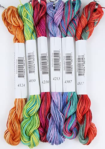 Image of KCS Big skeins of 25 Meters Size 25 Color Variegated Cross Stitch Stranded Threads,6 skeins,17