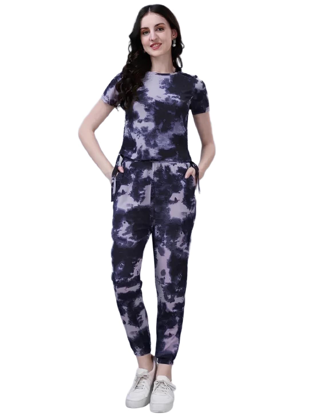 Women's Allover Letter Printed Round Neck Short Sleeves Top and Joggers Set-picture-31