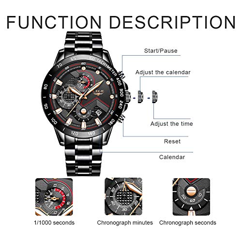 LIGE Relógios masculinos moda luxo elegante esporte analógico quartzo relógio masculino cronógrafo n
