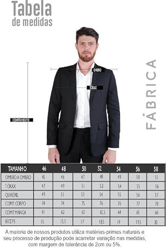 Terno Masculino Poliviscose Tradicional Slim Fit Completo (as2, numeric, numeric_58, regular, regula