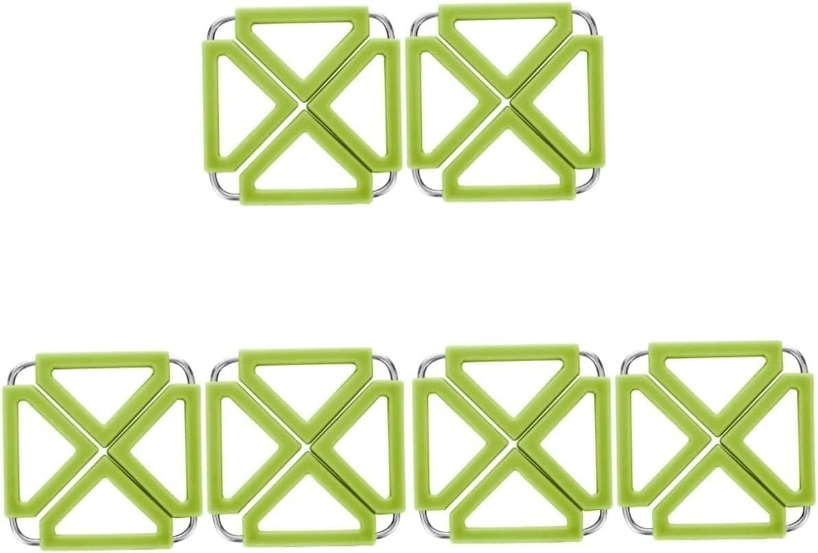 Pot Holders Trivet Mats Cork Placemats Cork Coasters Cork Trivet Folding Trivet Expandable Hot Pot Holder Silicone Pot Mat Foldable Table Pad Trivet Mat Square Bowl Mat Tripod Cup Table Mat 6 Pcs gree