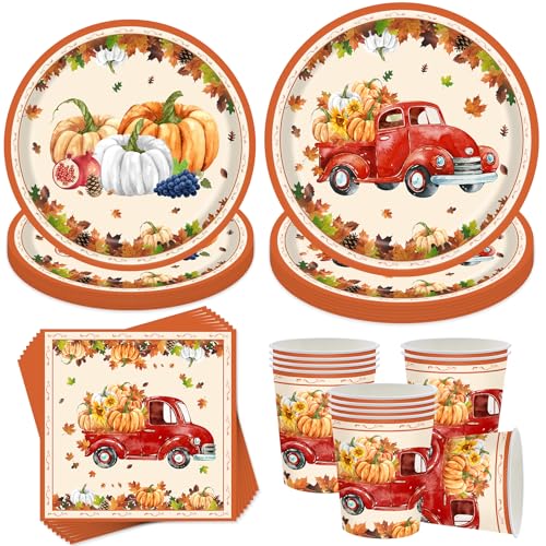 50 Stück Herbst Partygeschirr,Herbst Geschirr Set,Bunte Kürbis...