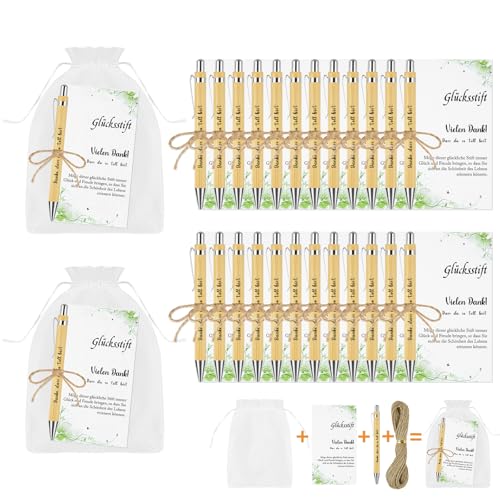 OFFCUP 24 Sets Danke Kugelschreiber Glücksstift Dankeschön Geschenke, Abschiedsgeschenke für Kollegen mit Grußkarten, Kleine Abschlussgeschenke für Mitschüler Lehrer