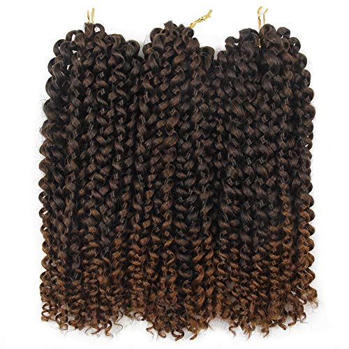 3Pcs/lot Jerry Curl Crochet Braids Hair Extensions Freetress Deep Twist Water Wave For Women Synthetic Crochet Braiding Hair Bundles (10 inch,#T1B/30)