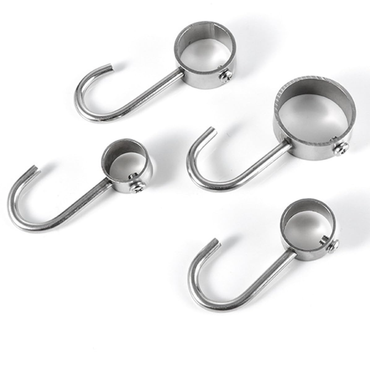 Ganci Resistenti alla Corrosione e Rimovibili in Acciaio Inossidabile Argento Confezione da 10 Pezzi per Asta Tubolare per Armadio e Cucina