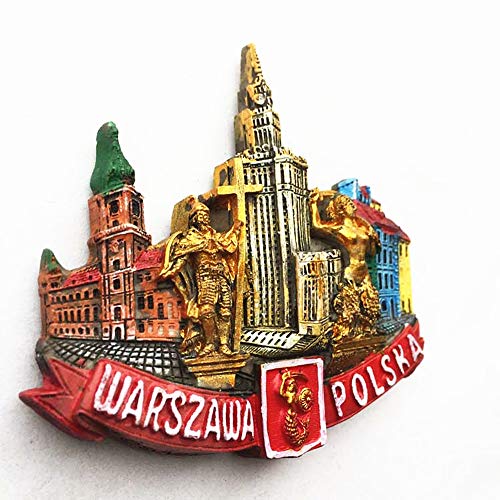 Imán 3D souvenir Varsovia Polonia rectangular miniatura 3
