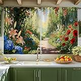 Lo splendido design floreale, con gigli e papaveri vivaci, aggiunge un tocco di fascino e interesse visivo alla tua cucina, rendendolo un punto focale nella tua casa.