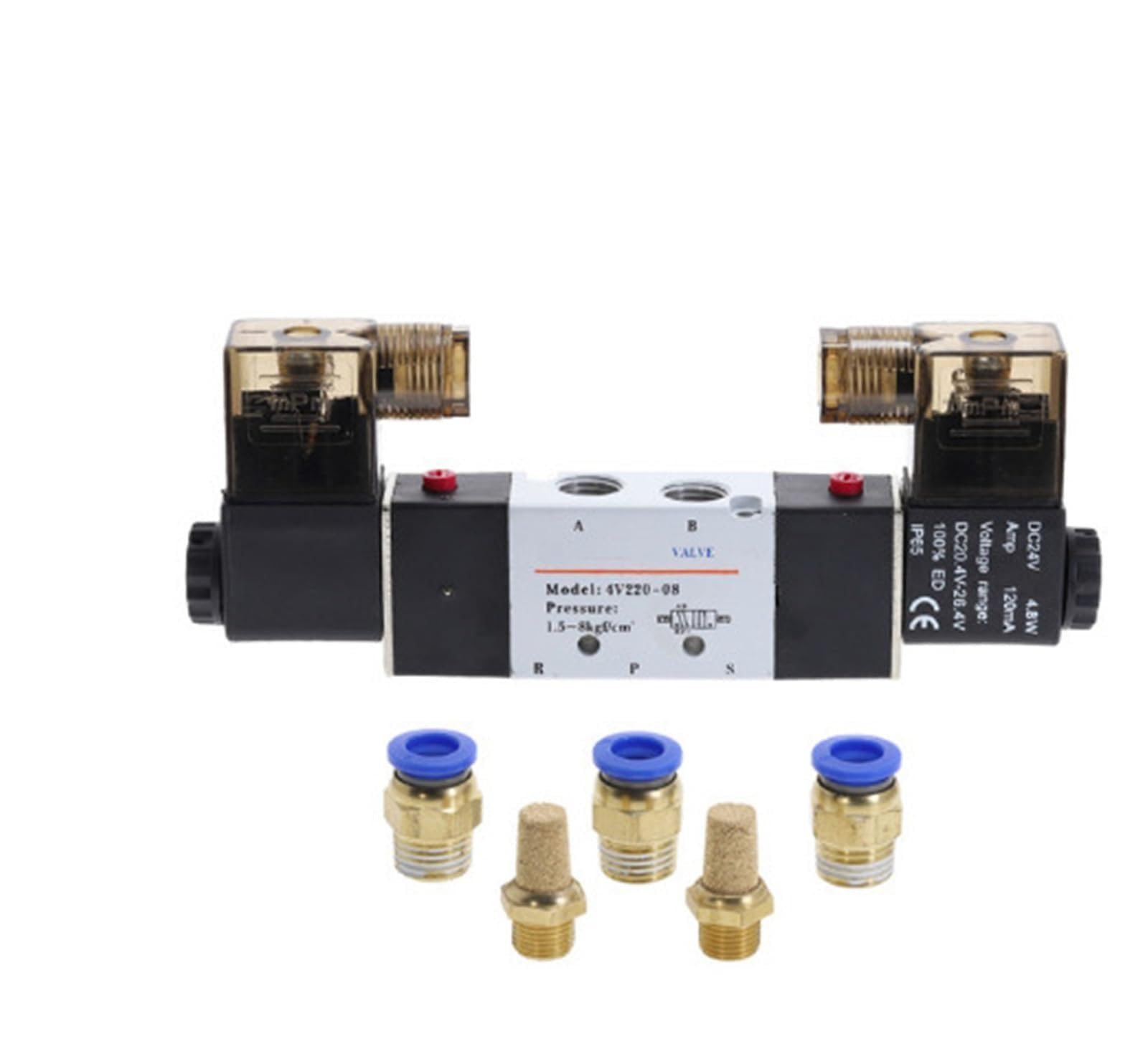 Électrovanne pneumatique 1/4 pouce 5 voies 2 positions 4V220-08 avec raccord PC 8mm