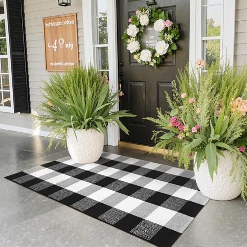 KIMODE Buffalo Plaid Outdoor Checkered Rug 24