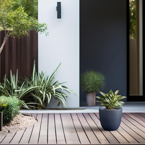 Image of Kante Small Round Bowl Charcoal Concrete Planter 10 inch Dia, Outdoor