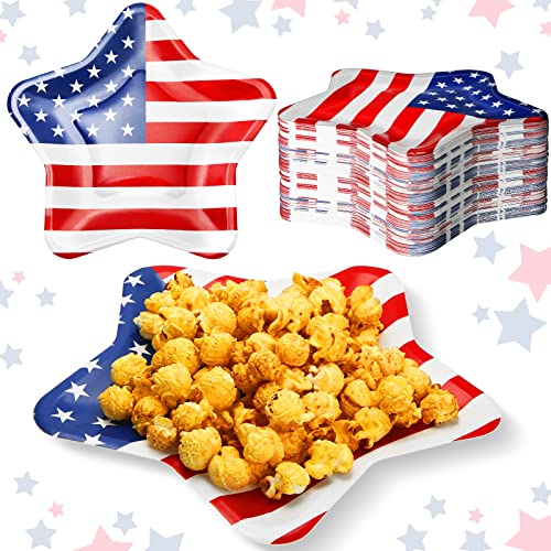 Sunnyray 100 Pcs Patriotic Paper Plates 9 Inch Dessert Star Shape Plates Disposable American Flag 4Th Of July Tableware Usa Star Serving Trays For Cookies Barbecues Picnics Holidays Party Supplies #TOP23