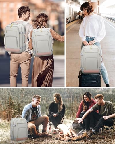 Image of LOVEVOOK Travel Backpack For Women Flight Approved, 50L Carry On Backpack, Personal Item Travel Bag for Airplanes, Business Weekender Fit 18 Inch Laptop, Waterproof Overnight Daypack with 3 Cubes