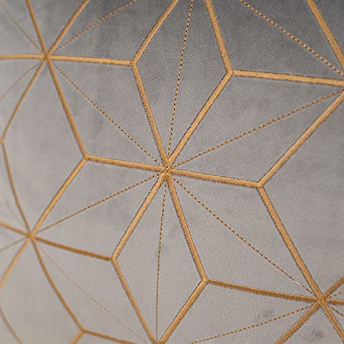 Aeckself 16 X 16 Inch Grey Gold Plaid Geometric Lines Embroidery Velvet Cushion Case Luxury Modern Square Throw Pillow Cover Decorative Pillow For Couch Living Room Bedroom Car 40 X 40Cm #TOP4