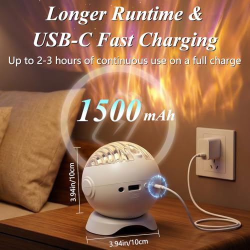 HESUSLA Galaxy Projector Night Light, 16 Color Ocean Wave Star Ceiling Projector Lamp, Rechargeable LED Atmosphere Light for Bedroom Kids Room Party Home Decor by HESUSLA - Used condition - Image 6