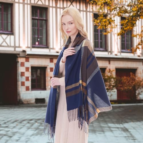 Scarf for Women Plaid Shawl Pashmina Wraps for Fall Winter Cold Weather Warm Large2