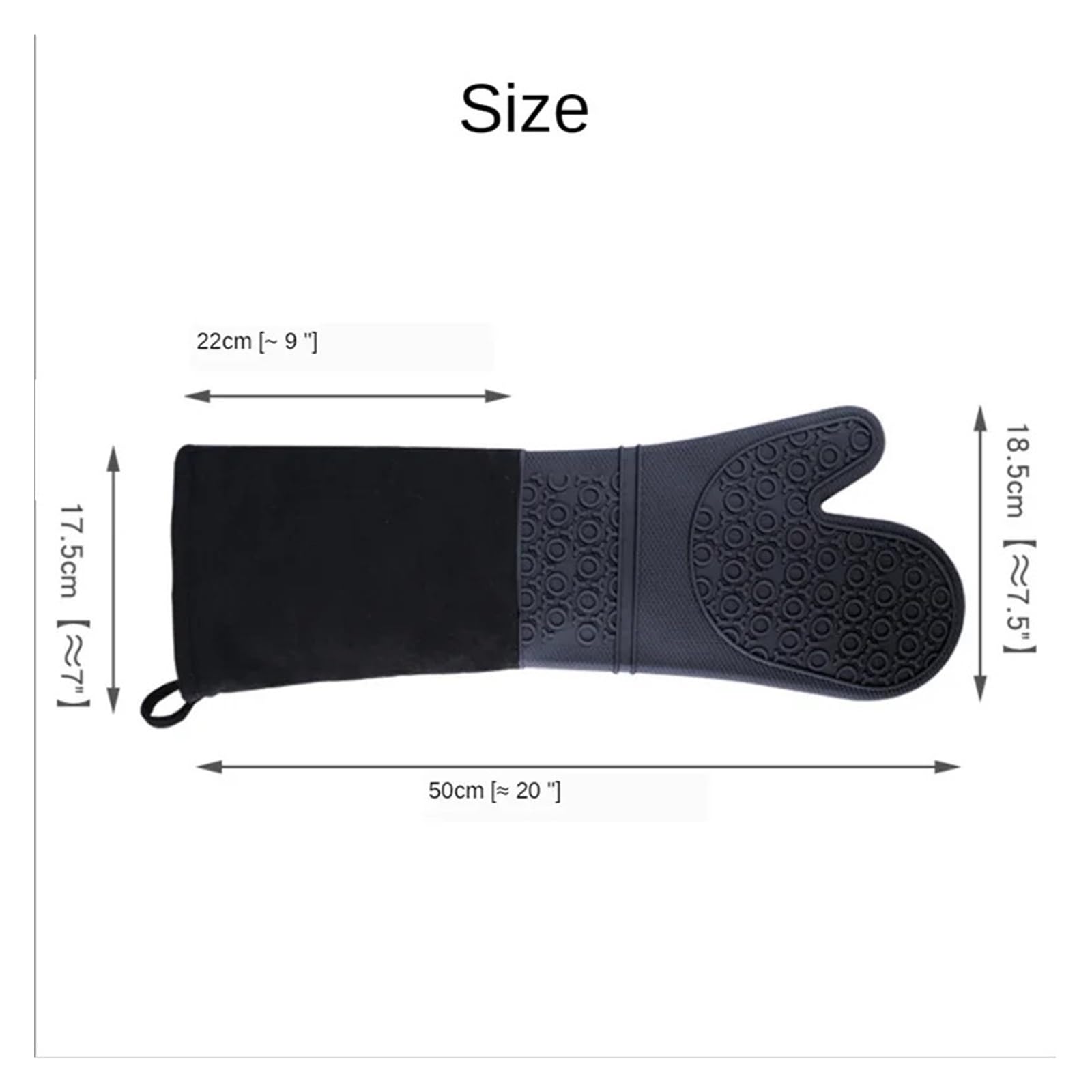 Ofenhandschuhe Erweiterte Silikonhandschuhe, Ofenhandschuh, doppellagig, hitzebeständig, Mikrowellenhandschuhe, Rutschfester Topflappen, Grillen, Backen(2Pcs Grey)