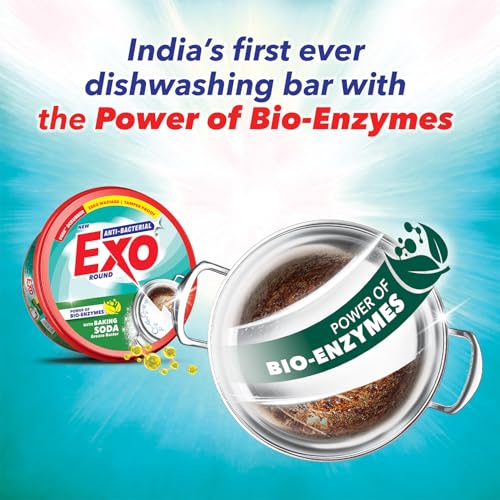 Image of Exo Anti-Bacterial Dishwash Bar 500gm | Power of Bio-Enzymes Removes Tough Grease | Complete Dishwashing Solution With Baking Soda for Grease Buster | Experience Hygienic & Superior Cleaning