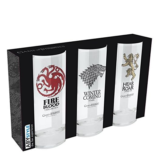 Game of Thrones z886430 Juego de 3 Vasos Casas, Multicolor