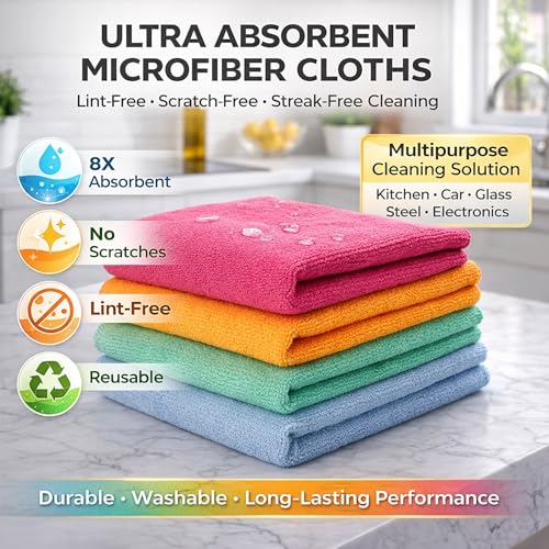 Image of Cutting EDGE 300 GSM Car Microfiber Cloth, Multicolor, 40x30 cm (Set of 4) | Material: Microfiber, 300 GSM, Small Size, Ideal for Car, Bike, Glass & Dashboard Cleaning, Soft, Lint-Free & Scratch-Free