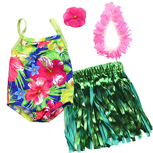 Sophia's 4 Piece Hawaiian Accessories and Floral Bathing Suit Set for 18'' Dolls, Multicolor