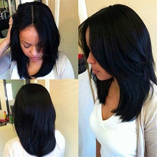 ATOZWIG Short Black Bob Cut Wigs of Natural Hair Short Straight Synthetic Black Wig Heat Resistant Natural Cheap Hair Wig Fashion Style