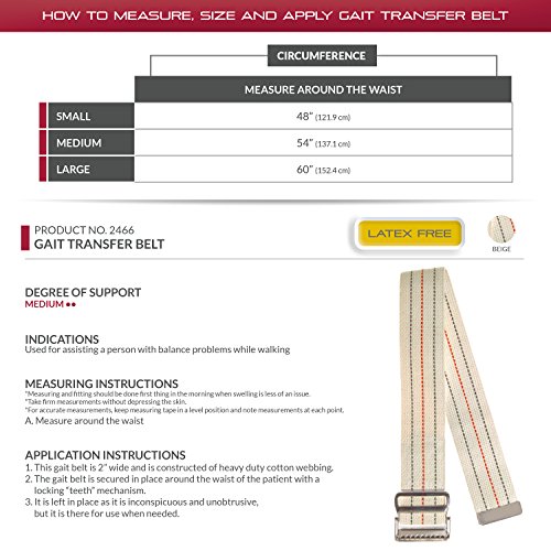 OTC Gait Transfer Belt Support Hold for Caregiver, White, 48 Inch - Thumbnail 3