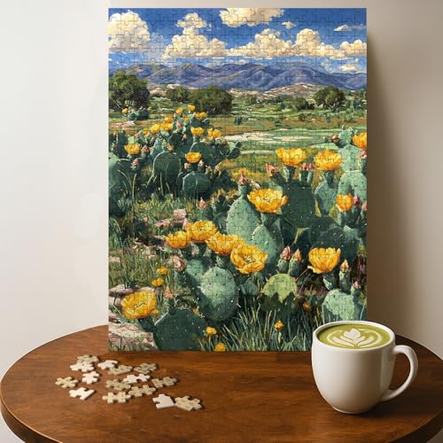 Cactus Flower Puzzle 500 pièces Bois pour adultes 20x15 po