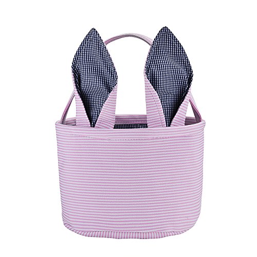 X.Sem Easter Gift Bag Reusable Easter Presents Basket for Kids Easter Bunny Basket Personalized Easter Party Gifts/Eggs/Candy Tote Bag (Pink)