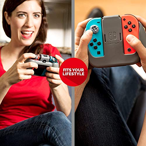 Officially Licensed Nintendo Switch Joy-Con Action Pack Grip and Thumb Buttons – Grey Textured Silic