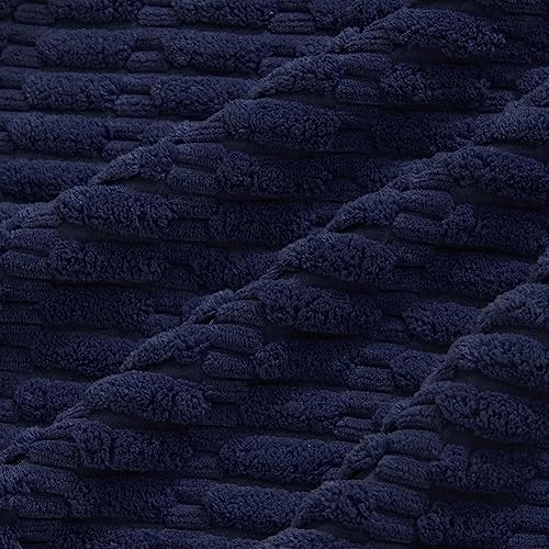 Set di 4 federe per cuscini in morbido velluto a coste a righe, neutre, decorative per casa rustica (blu, 2,40 x 40 cm (confezione da 4)