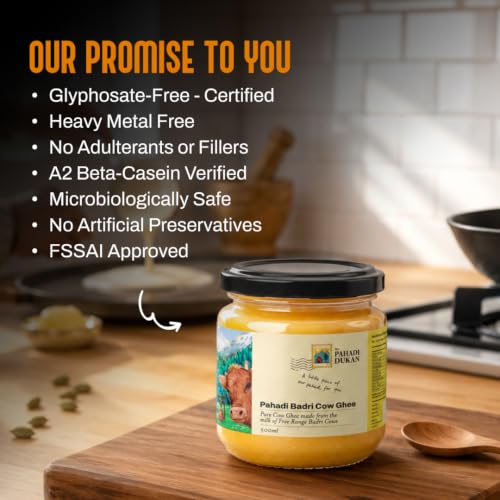 Image of My Pahadi Dukan A2 Badri Cow Ghee 1kg | Traditional Bilona Method | Free-Range Himalayan Cows Uttarakhand | Certified Glyphosate-Free ghee | Supports Digestion & Nutrient Absorption