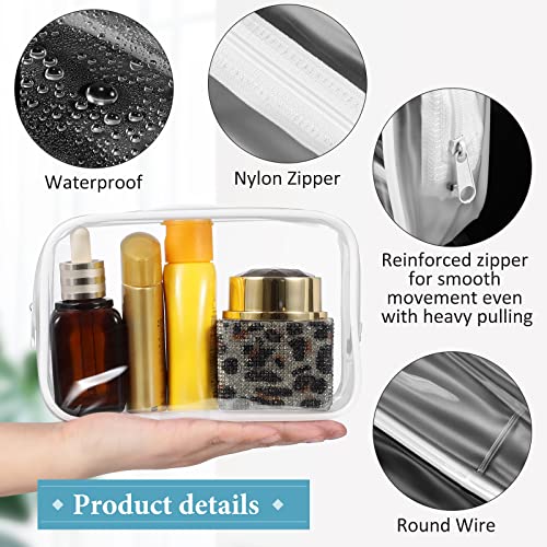 Saintrygo 18 Pack Clear Makeup Bags 7 x 5 PVC Cosmetic Bag Plastic Zippered Pouches Portable Toiletry for Women Men Travel Vacation Bathroom Organizing(Clear Color, White Border)2