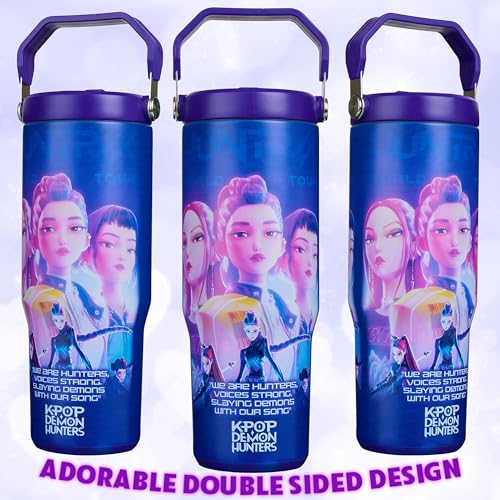 KPop Demon Hunters 30oz Tumbler with Straw and Handle for Girls, Teens, Insulated Stainless Steel Travel Mug, Gifts for Girls #5