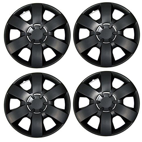 Image of WC3-14-226-B - Pack of 4 Hubcaps - 14-Inches | Black | Style 226 Style Snap-On (Pop-On) Type Matte Black Wheel Covers Hub-caps