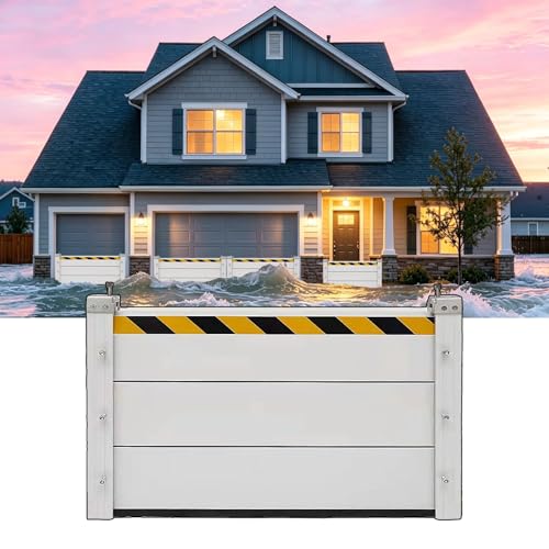 Aluminum Flood Barrier for Home Garage Heavy Duty Upgraded Flood Protection Barrier Reusable Quick Detachable Flooding Water Barriers for Front Door, Gates Shop Door, Outdoor,H 47.2inch L 24FT