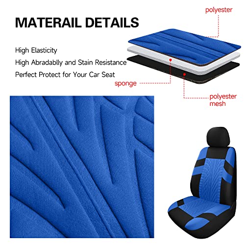 Pariitadin Car Seat Covers Full Set, Washable And Breathable Premium Cloth Automotive Vehicle Seat Cover For Car Interior, Universal Fit For Most Cars, Sedan, Truck, Suv(Black/Blue) #TOP6