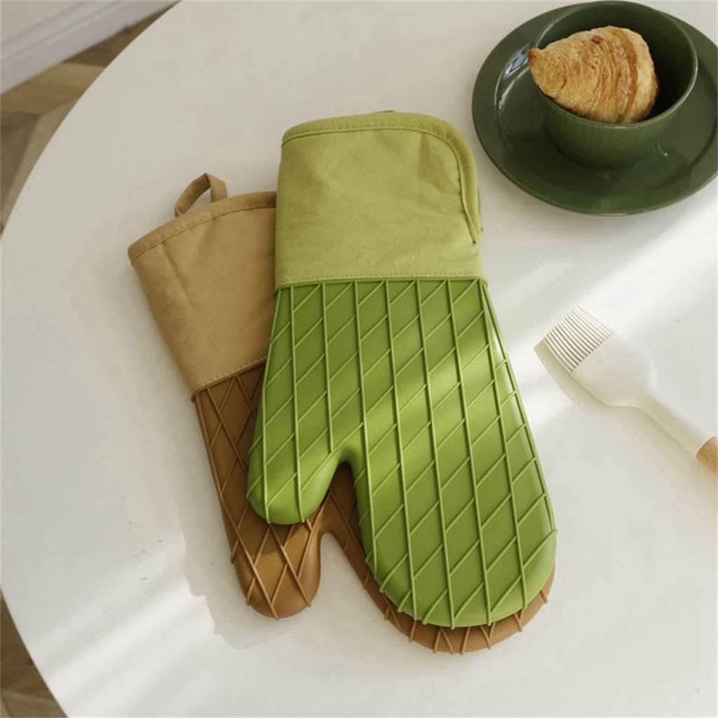 Kitchen Oven Mitt Heat Resistant Baking Gloves Thickened Anti Scalding Mittens for Home(E)
