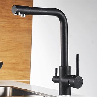 Grifos Filtro Grifos de cocina Grifo mezclador montado en cubierta Rotación 360 con características de purificación de agua Grifo mezclador, color negro con punto
