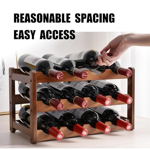 Wenbones Wijnflessenhouder, flessenhouder van bamboe voor flessen, wijnrek voor thuis, kelder, bar, keuken, rek - Afbeelding 3