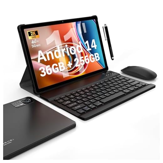 FASTWD 2024 Newest Tablet Android 14 tablet 11 Pollici con 4G LTE e 5G WiFi,36GB RAM+256GB ROM,9580mAh,2000 * 1200 incell FHD,Widevine L1,GPS/BT5/Tablet 2 in 1 con tastiera,Nero